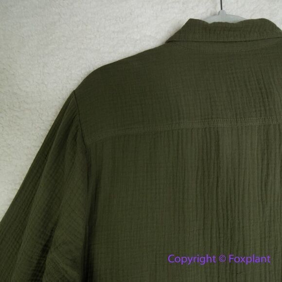 New! Madewell‎ Lightspun Flap Pocket Oversized Ex-Boyfriend Shirt green, size 1X - Picture 12 of 16